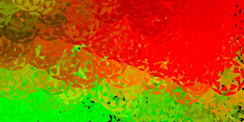Fototapeta na wymiar Light green, red vector texture with random triangles.