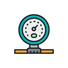 Gas pipeline or water meter flat color line icon.