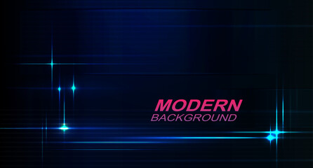 Abstraction dark background with a gradient of blue tint, stripes with glitter are chaotically drawn