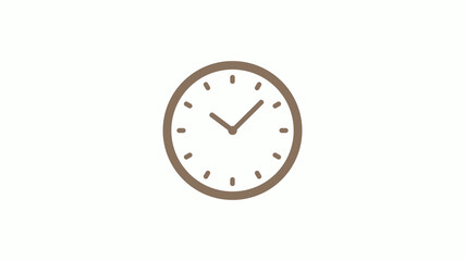 New circle brown gray counting down clock icon on white background