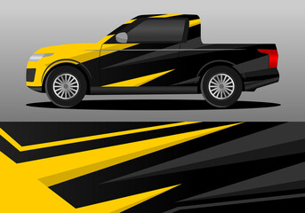 car wrap design with metal black and yellow color