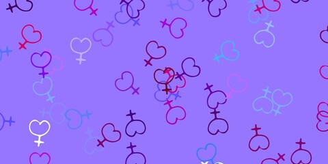 Light Blue, Red vector template with businesswoman signs.