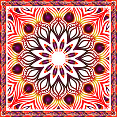 Fototapeta na wymiar Creative color pattern for decoration. Print for paper wallpaper, tiles, textiles, neckerchief. Scarf design. Frame (1)