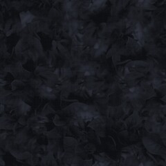 Dark moody almost black leaf seamless pattern. High quality illustration. Deep mysterious distant and faded leaf foliage design. Luxurious shadow surface pattern design for interiors or backgrounds.