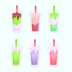 bubble tea hand drawn flavors collection