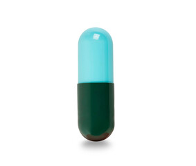 Green pill isolated on white background