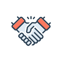 Color illustration icon for handshake