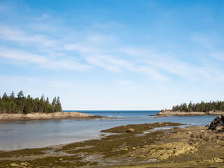 Beautiful day on the shores of Saint Lawrence river, Bic National park, Quebec, Canada