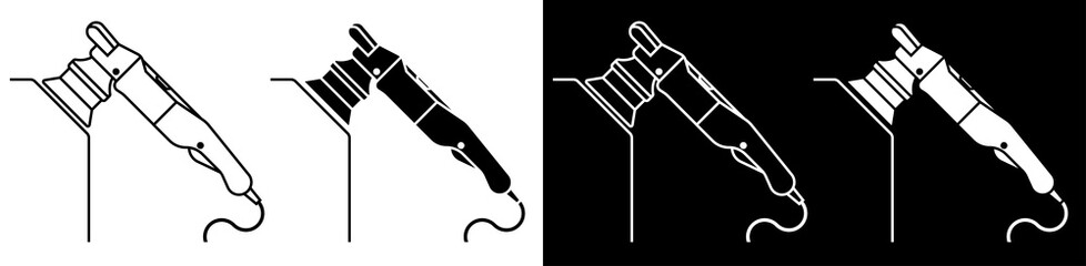 manual car polishing machine, device. Pre sale polishing of car in service center. Vector icon