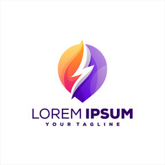 thunder gradient color logo design
