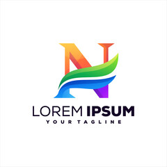 letter n gradient logo design