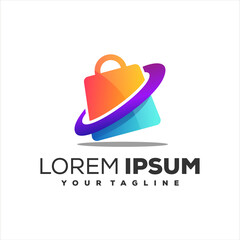shopping bag gradient logo design