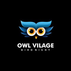 Vector Logo Illustration Owl Gradient Colorful Style.