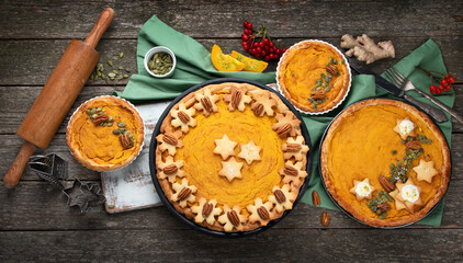 Festive traditional pumpkin pie