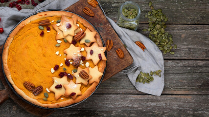 Festive traditional pumpkin pie