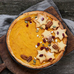 Festive traditional pumpkin pie