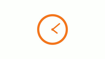 Amazing brown color circle 12 hours counting down clock icon on white background,clock icon