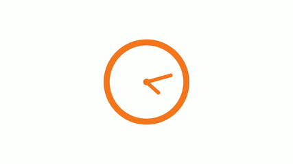 Amazing brown color circle 12 hours counting down clock icon on white background,clock icon