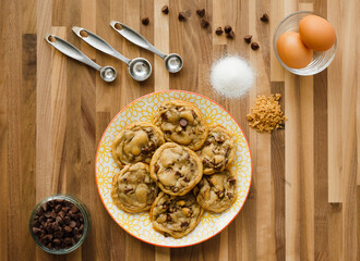 Baking Chocolate Chip Cookies on Walnut Butcher Block