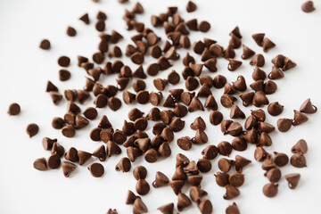 Chocolate Chips on White Background