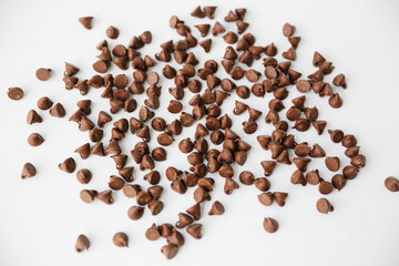 Chocolate Chips on White Background
