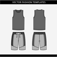 TANK TOP AND PANT FRONT AND BACK VIEW,FASHION FLAT SKETCH TEMPLATE,CASUAL OUTFIT
