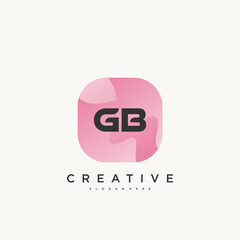 GB Initial Letter logo icon design template elements with wave colorful