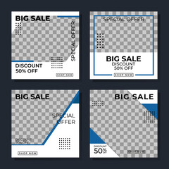 Social media post template with blue and white color. Banner big sale edition, Good for promoting products or brand. Banners vector