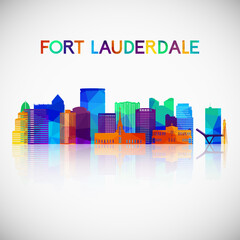 Fort lauderdale skyline silhouette in colorful geometric style. Symbol for your design. Vector illustration. - obrazy, fototapety, plakaty