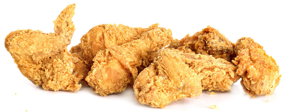 Fried chicken isolated white background