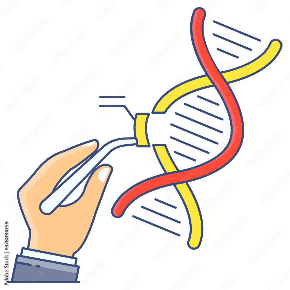 Sticker 
Genetic testing icon in flat design, biological research 
