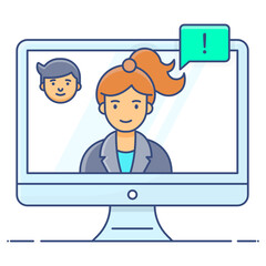 
A flat icon of virtual learning concept vector 
