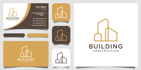 building logo design with line art style. city building abstract For Logo Design Inspiration and business card design