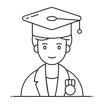 
Avatar Wearing Mortarboard, Icon Of Best Student In Flat Style 
