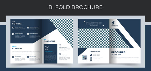 Corporate bi fold business brochure design template in a4 format. Premium Vector