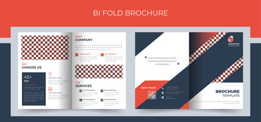 Corporate bi fold business brochure design template in a4 format. Premium Vector