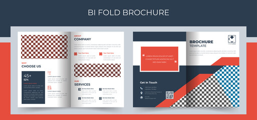 Corporate bi fold business brochure design template in a4 format. Premium Vector