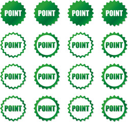 Obraz premium アピールポイント用のギザギザのフキダシアイコン 緑色グラデーションセット ベクターイラスト