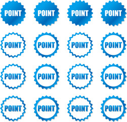 アピールポイント用のギザギザのフキダシアイコン　青色グラデーションセット