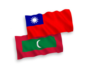 Flags of Maldives and Taiwan on a white background