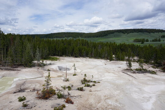White volcanic landscape in Yellowstone National Park, USA