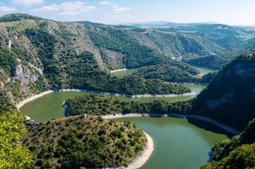 Beautiful canyon of Uvac river with meanders. Uvac river, Serbia 