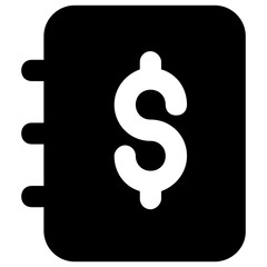 
Dollar on a booklet, cash book vector in filled style 

