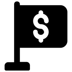 
Dollar on flagpole, vector style of business achievement 
