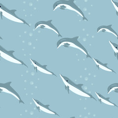 Seamless pattern with dolphins