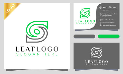 Fototapeta premium Abstract Letter S Leaf Logo Design Vector Illustration Template. modern logo design business card