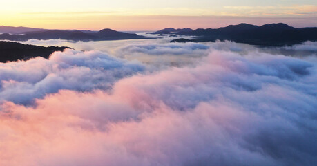 Fototapeta na wymiar Sea of Clouds on Lake Kussharo, Hokkaido JAPAN