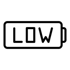 Low car battery icon. Outline low car battery vector icon for web design isolated on white background