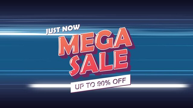 just now mega sale up to 90% off , motion graphic video. sale promotion,advertising, marketing,website. Royalty-free Stock 4K Footage