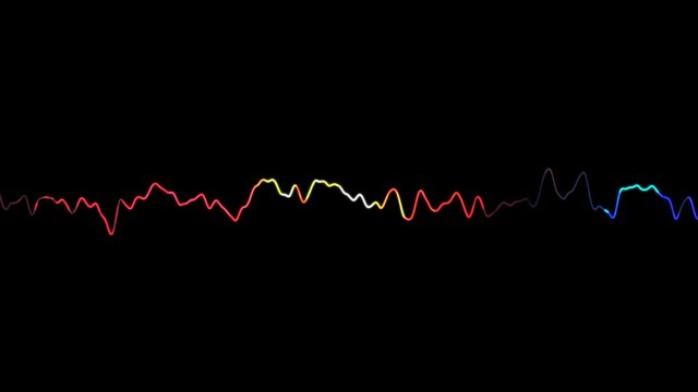 4K Abstract colorful wave.Frequency audio music equalizer. Isolated on black background. 3840x2160p